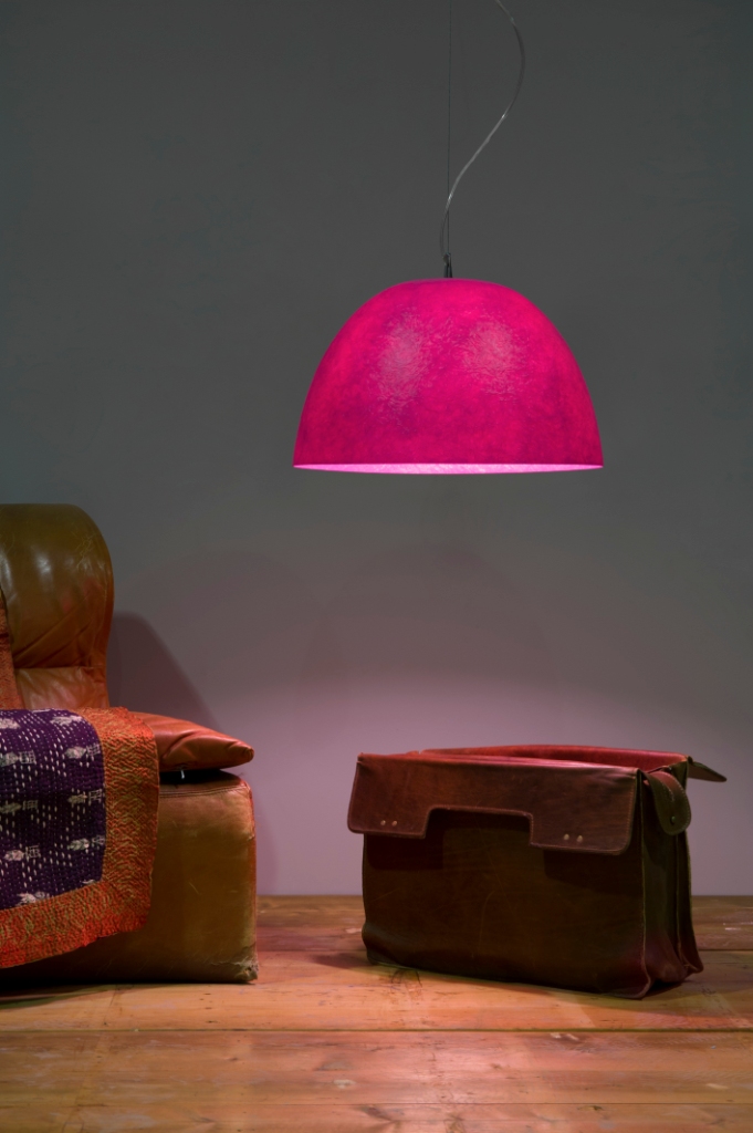 Pendant Lamp H2O Nebulite In-Es Artdesign Collection Luna Color Magenta Size 27,5 Cm Diam. 46 Cm